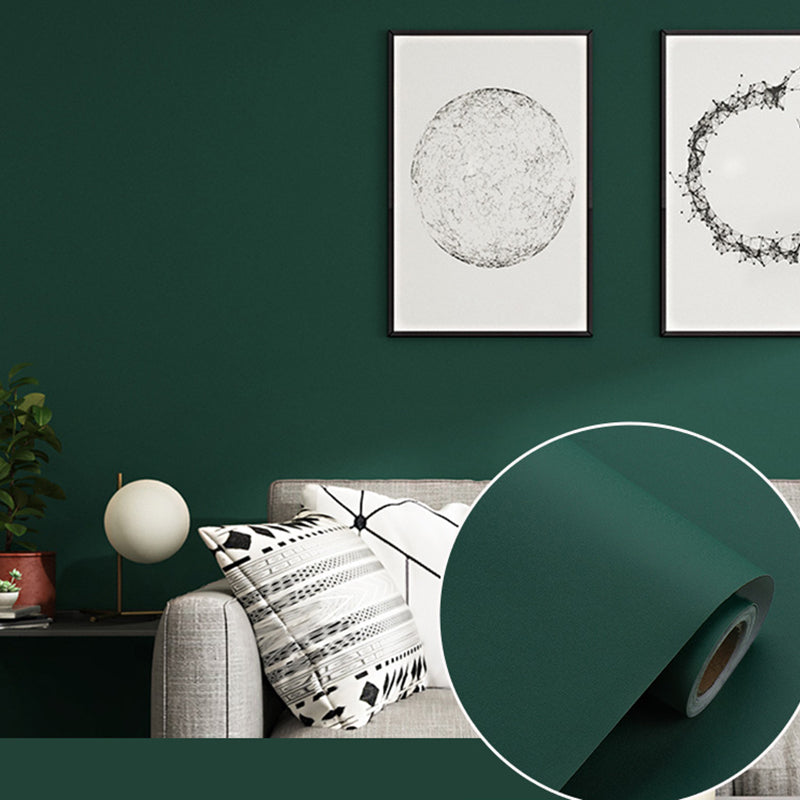 Self-Adhesive Solid Color Wallpaper Roll Minimalist PVC Wall Covering, 19.4-sq ft Blackish Green Wallpaper Roll Clearhalo 'Modern wall decor' 'Modern' 'Wallpaper' Wall Decor' 2411760