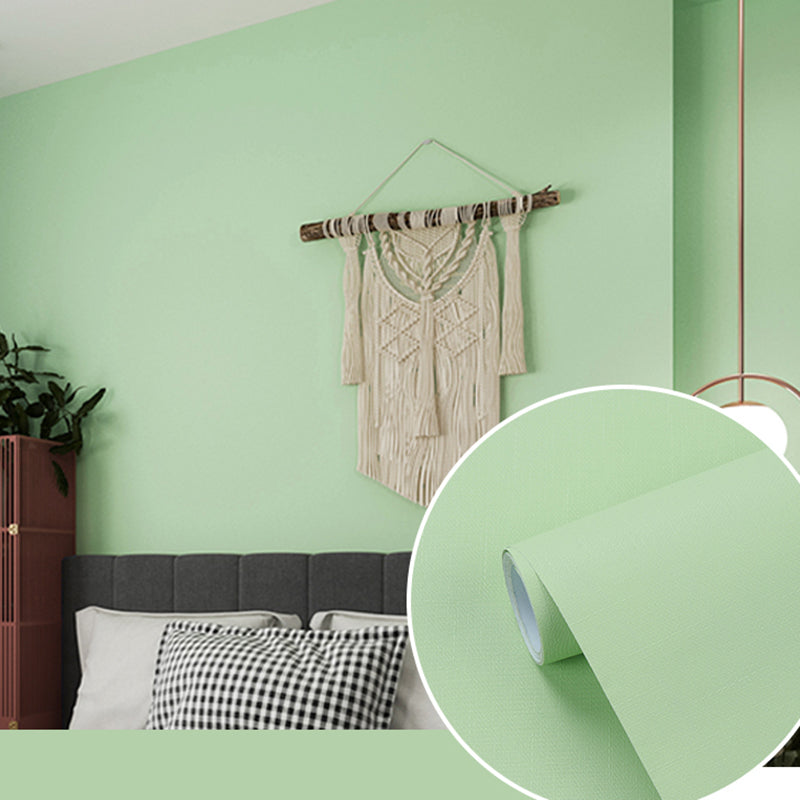 Self-Adhesive Solid Color Wallpaper Roll Minimalist PVC Wall Covering, 19.4-sq ft Avocado Green Wallpaper Roll Clearhalo 'Modern wall decor' 'Modern' 'Wallpaper' Wall Decor' 2411764