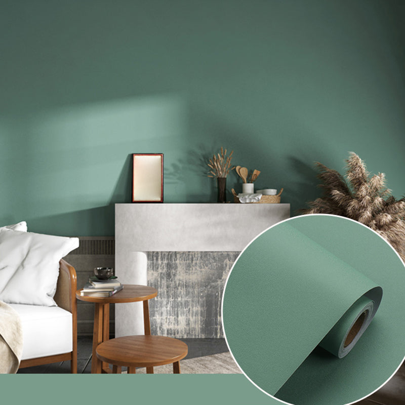 Self-Adhesive Solid Color Wallpaper Roll Minimalist PVC Wall Covering, 19.4-sq ft Green Wallpaper Roll Clearhalo 'Modern wall decor' 'Modern' 'Wallpaper' Wall Decor' 2411766