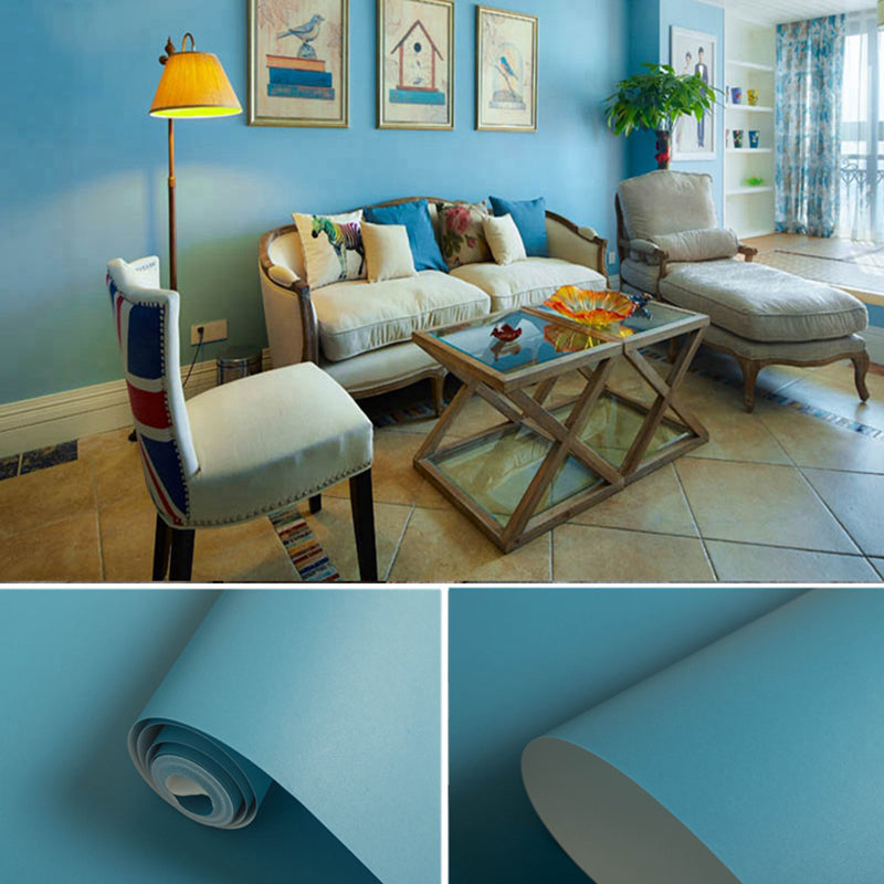 Nordic Wallpaper Roll Solid Color Patterned Non-Pasted Wall Decor, Multi Colored Ocean Blue Wallpaper Roll Clearhalo 'Modern wall decor' 'Modern' 'Wallpaper' Wall Decor' 2411776