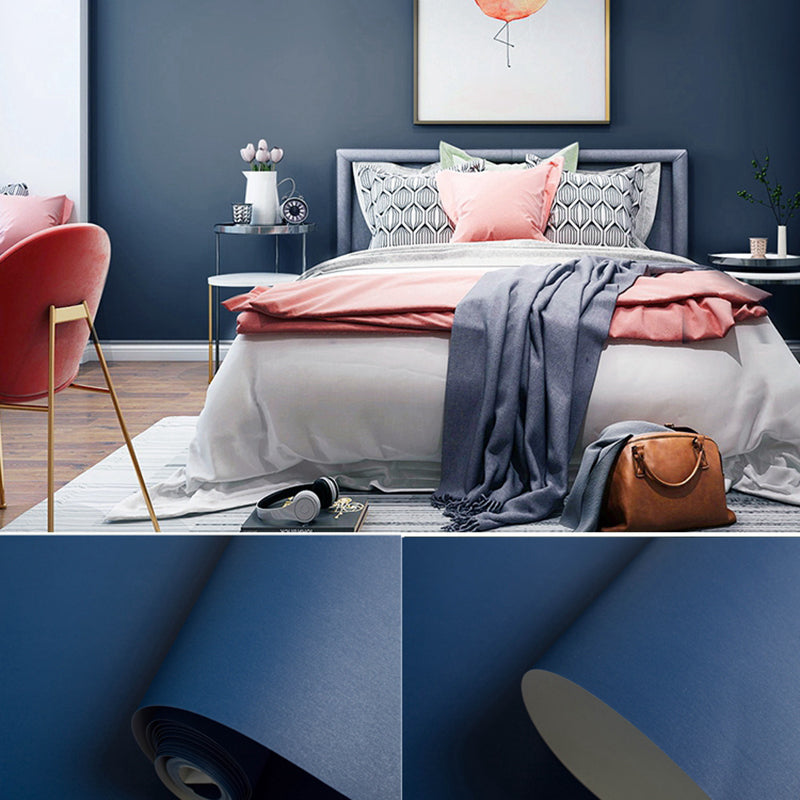 Nordic Wallpaper Roll Solid Color Patterned Non-Pasted Wall Decor, Multi Colored Navy Wallpaper Roll Clearhalo 'Modern wall decor' 'Modern' 'Wallpaper' Wall Decor' 2411783