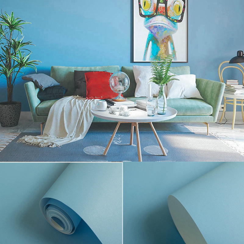 Nordic Wallpaper Roll Solid Color Patterned Non-Pasted Wall Decor, Multi Colored Lake Blue Wallpaper Roll Clearhalo 'Modern wall decor' 'Modern' 'Wallpaper' Wall Decor' 2411786