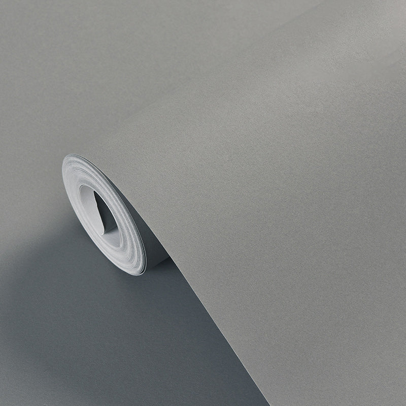 Solid-Colored Wallpaper Roll Simple Style Unpasted Living Room Wall Decor, 54.2-sq ft Silver Gray Wallpaper Roll Clearhalo 'Modern wall decor' 'Modern' 'Wallpaper' Wall Decor' 2411822
