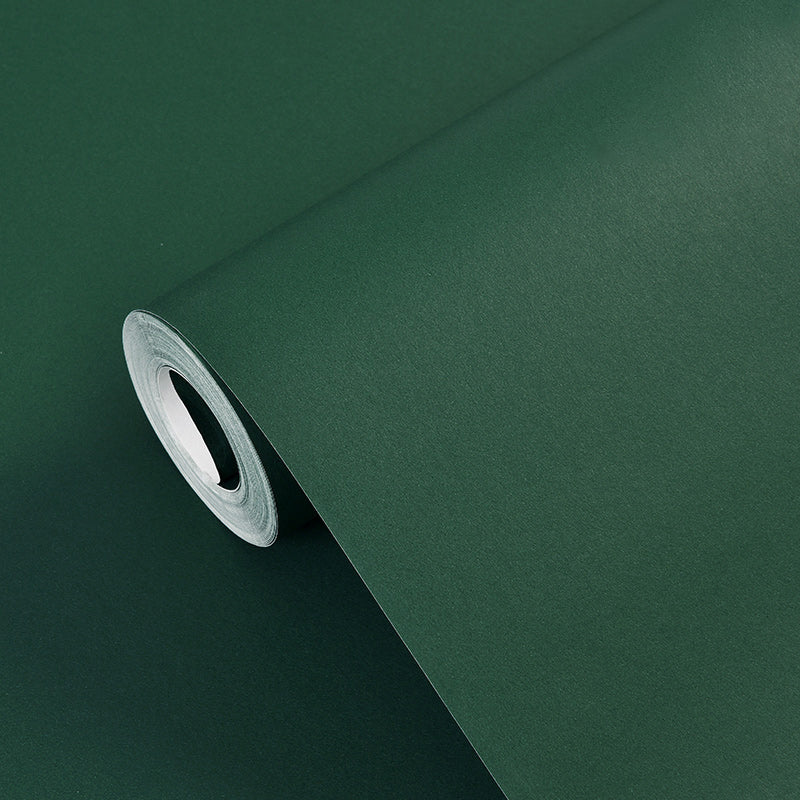 Solid-Colored Wallpaper Roll Simple Style Unpasted Living Room Wall Decor, 54.2-sq ft Blackish Green Wallpaper Roll Clearhalo 'Modern wall decor' 'Modern' 'Wallpaper' Wall Decor' 2411823