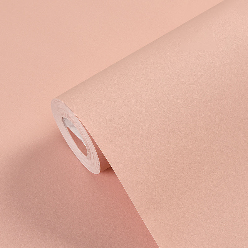 Solid-Colored Wallpaper Roll Simple Style Unpasted Living Room Wall Decor, 54.2-sq ft Nude Pink Wallpaper Roll Clearhalo 'Modern wall decor' 'Modern' 'Wallpaper' Wall Decor' 2411824
