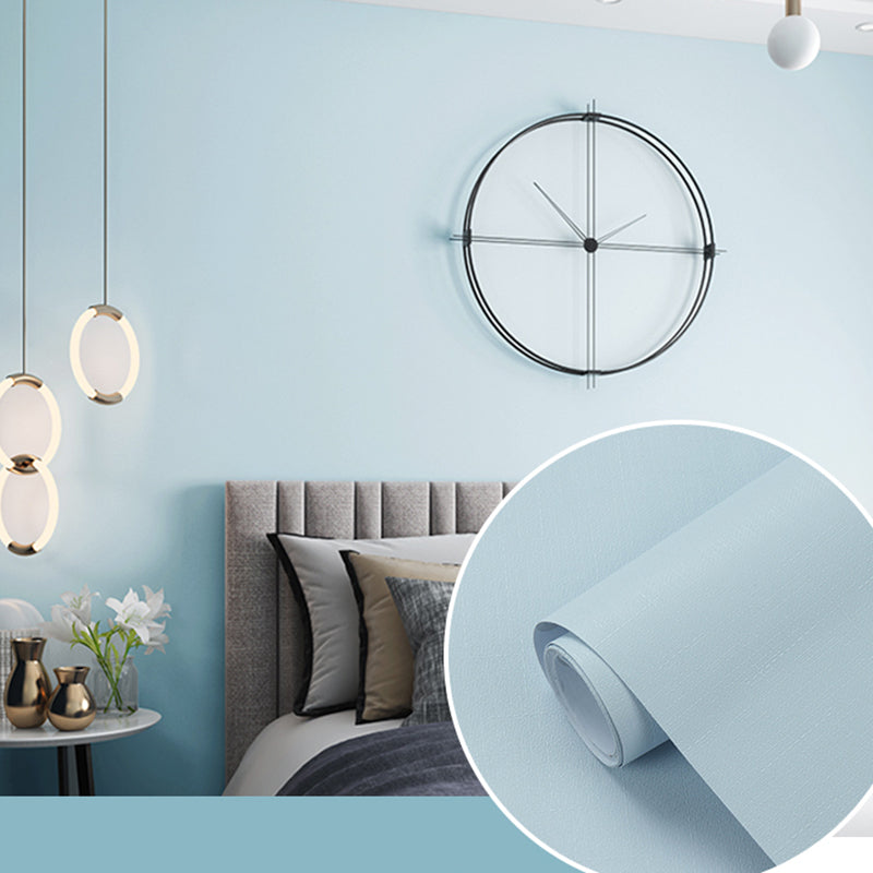 Solid-Colored Wallpaper Roll Contemporary Self-Adhesive Bedroom Wall Decor, 19.4-sq ft Blue Wallpaper Roll Clearhalo 'Modern wall decor' 'Modern' 'Wallpaper' Wall Decor' 2411943