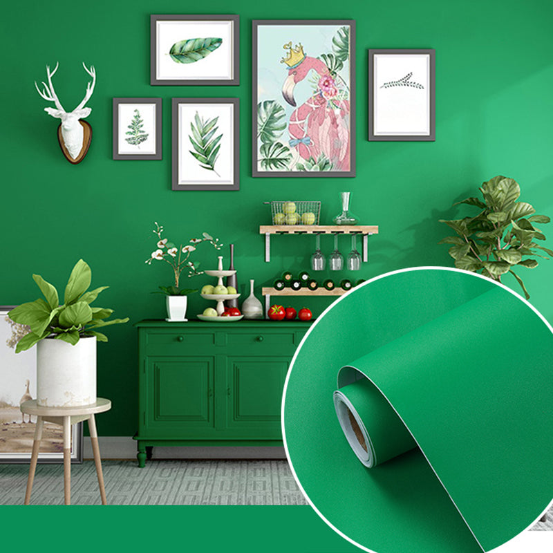 Solid-Colored Wallpaper Roll Contemporary Self-Adhesive Bedroom Wall Decor, 19.4-sq ft Turquoise Wallpaper Roll Clearhalo 'Modern wall decor' 'Modern' 'Wallpaper' Wall Decor' 2411959