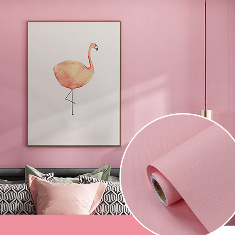 Solid-Colored Wallpaper Roll Contemporary Self-Adhesive Bedroom Wall Decor, 19.4-sq ft Rose Pink Wallpaper Roll Clearhalo 'Modern wall decor' 'Modern' 'Wallpaper' Wall Decor' 2411961
