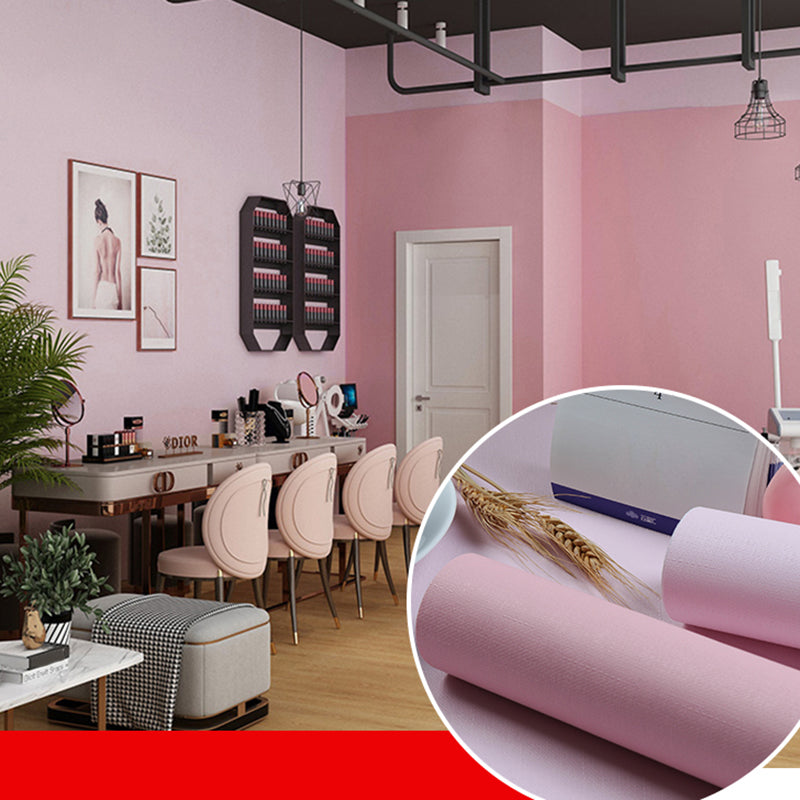 Solid-Colored Wallpaper Roll Contemporary Self-Adhesive Bedroom Wall Decor, 19.4-sq ft Light Pink Wallpaper Roll Clearhalo 'Modern wall decor' 'Modern' 'Wallpaper' Wall Decor' 2411965