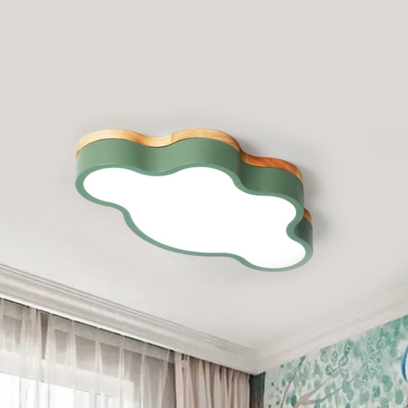Acrylic Cloud Shape Flush Ceiling Light Macaron Loft LED Ceiling Lamp for Kid Bedroom Green Clearhalo 'Ceiling Lights' 'Close To Ceiling Lights' 'Close to ceiling' 'Flush mount' Lighting' 241228