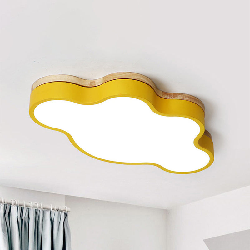 Acrylic Cloud Shape Flush Ceiling Light Macaron Loft LED Ceiling Lamp for Kid Bedroom Yellow Clearhalo 'Ceiling Lights' 'Close To Ceiling Lights' 'Close to ceiling' 'Flush mount' Lighting' 241232