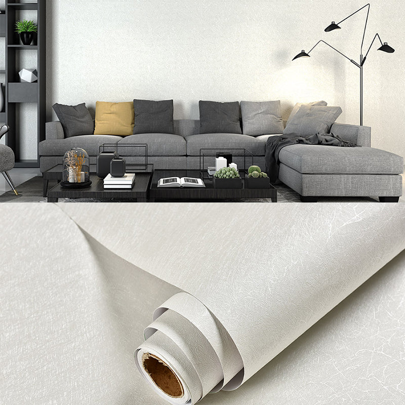 Plain Pattern Wallpaper Roll Simple Self-Adhesive Living Room Wall Covering, 57.1-sq ft - Distressed White - Wallpaper Roll - Clearhalo - 'Modern wall decor' - 'Modern' - 'Wallpaper' - Wall Decor' - 2412325