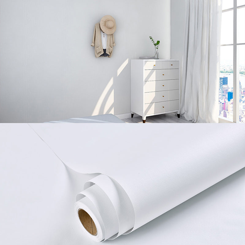 Plain Pattern Wallpaper Roll Simple Self-Adhesive Living Room Wall Covering, 57.1-sq ft - White Inner - Wallpaper Roll - Clearhalo - 'Modern wall decor' - 'Modern' - 'Wallpaper' - Wall Decor' - 2412326