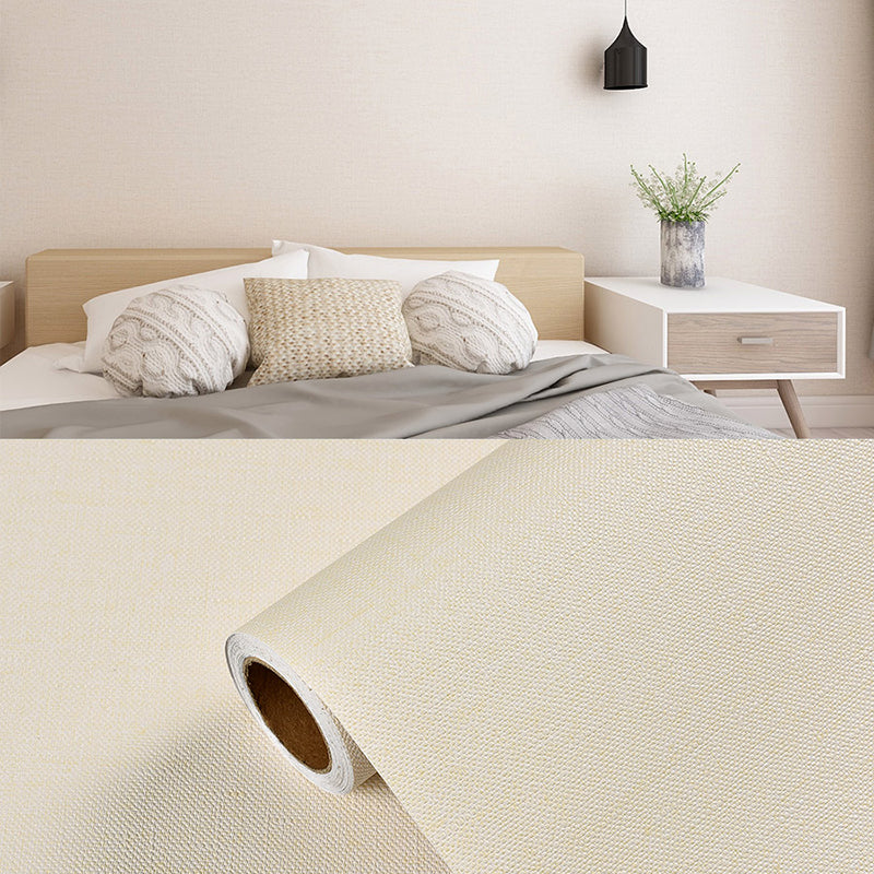 Plain Pattern Wallpaper Roll Simple Self-Adhesive Living Room Wall Covering, 57.1-sq ft - Light Yellow - Wallpaper Roll - Clearhalo - 'Modern wall decor' - 'Modern' - 'Wallpaper' - Wall Decor' - 2412327