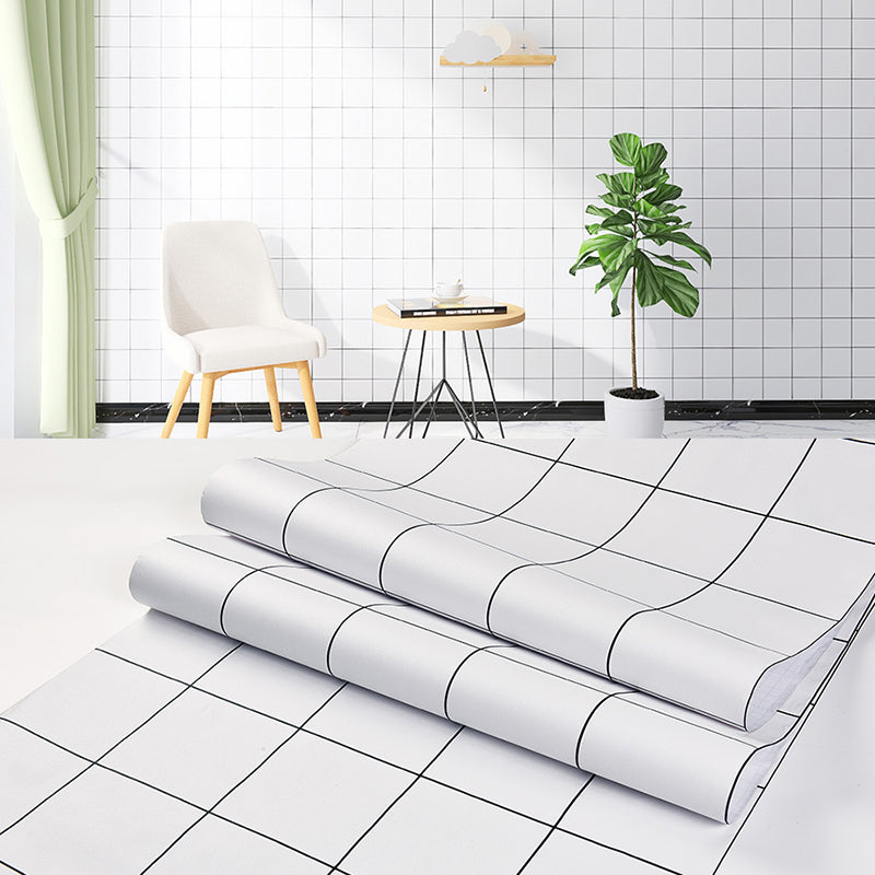 Plain Pattern Wallpaper Roll Simple Self-Adhesive Living Room Wall Covering, 57.1-sq ft - Black-White - Wallpaper Roll - Clearhalo - 'Modern wall decor' - 'Modern' - 'Wallpaper' - Wall Decor' - 2412332