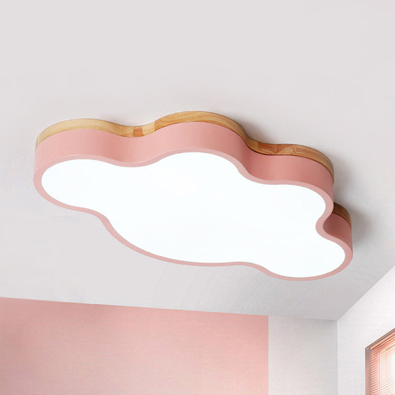 Acrylic Cloud Shape Flush Ceiling Light Macaron Loft LED Ceiling Lamp for Kid Bedroom Pink Clearhalo 'Ceiling Lights' 'Close To Ceiling Lights' 'Close to ceiling' 'Flush mount' Lighting' 241234