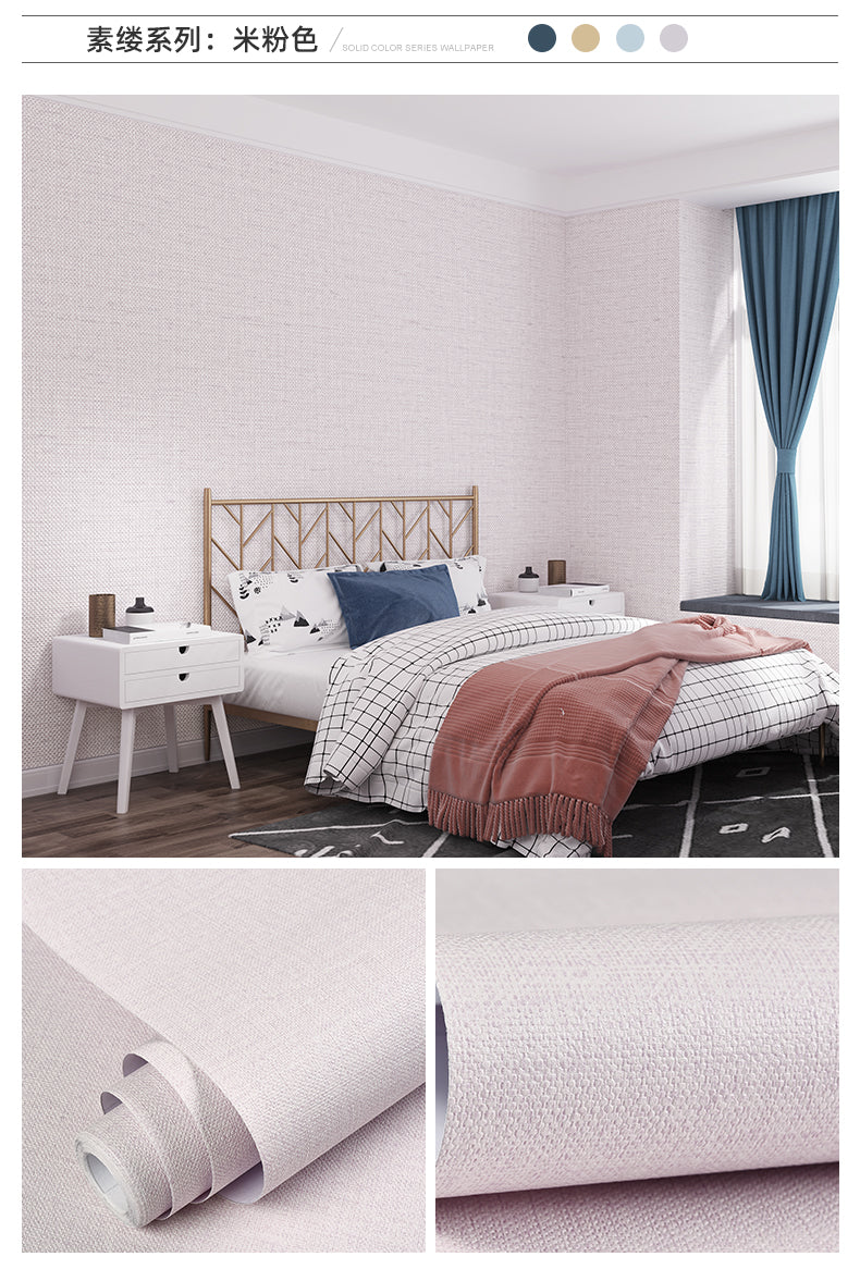 Simplicity Solid-Colored Wallpaper Roll Multi Color Non-Pasted Wall Art for Bedroom Light Pink Wallpaper Roll Clearhalo 'Modern wall decor' 'Modern' 'Wallpaper' Wall Decor' 2412344