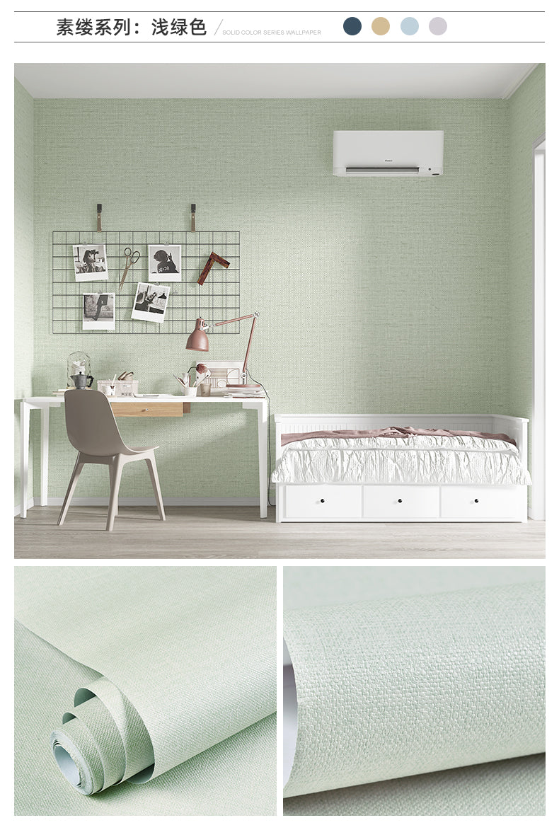 Simplicity Solid-Colored Wallpaper Roll Multi Color Non-Pasted Wall Art for Bedroom Light Green Wallpaper Roll Clearhalo 'Modern wall decor' 'Modern' 'Wallpaper' Wall Decor' 2412345