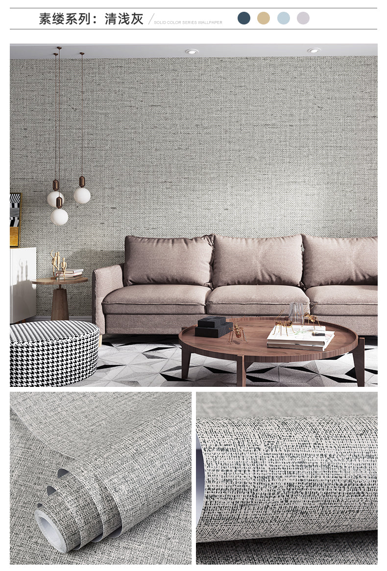 Simplicity Solid-Colored Wallpaper Roll Multi Color Non-Pasted Wall Art for Bedroom Light Gray Wallpaper Roll Clearhalo 'Modern wall decor' 'Modern' 'Wallpaper' Wall Decor' 2412348