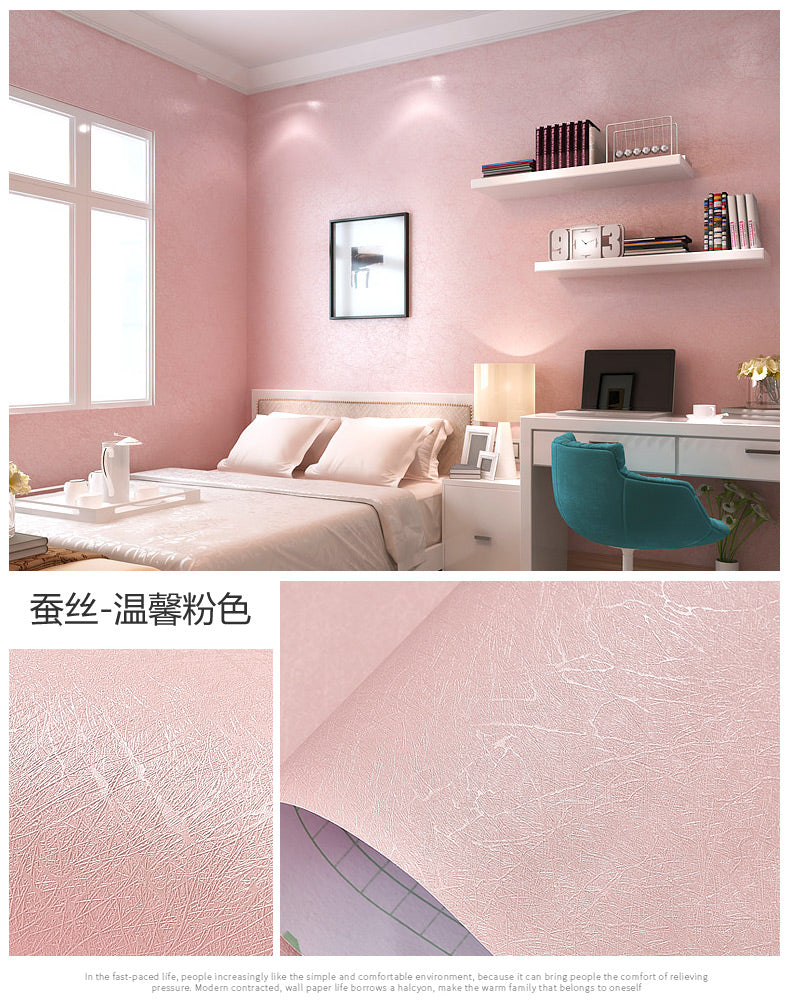 Simplicity Solid-Colored Wallpaper Roll Multi Color Non-Pasted Wall Art for Bedroom Pink Wallpaper Roll Clearhalo 'Modern wall decor' 'Modern' 'Wallpaper' Wall Decor' 2412352
