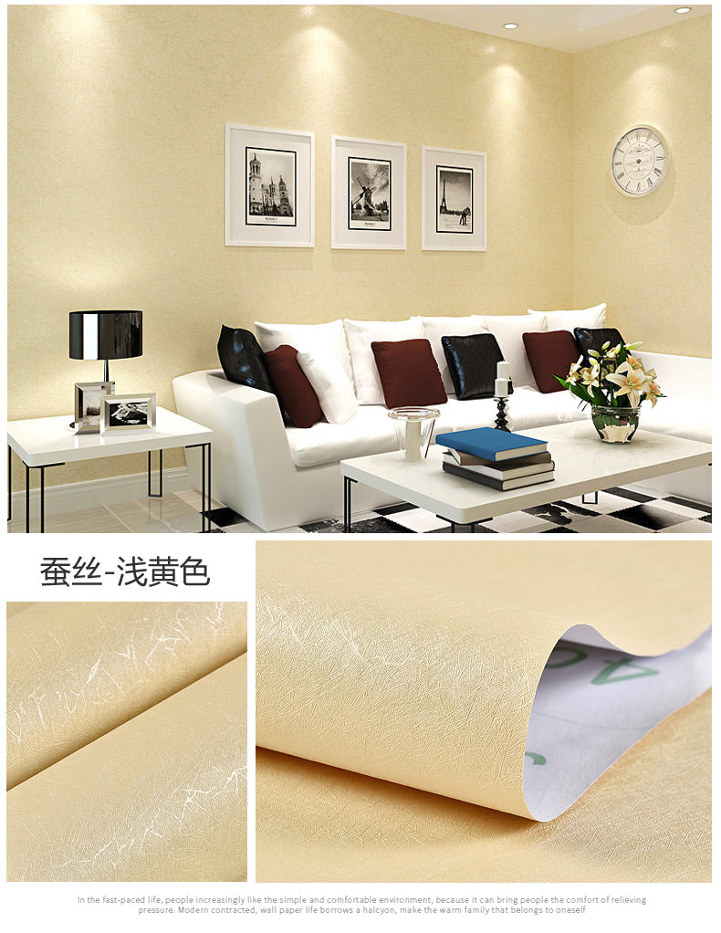Simplicity Solid-Colored Wallpaper Roll Multi Color Non-Pasted Wall Art for Bedroom Light Yellow Wallpaper Roll Clearhalo 'Modern wall decor' 'Modern' 'Wallpaper' Wall Decor' 2412354