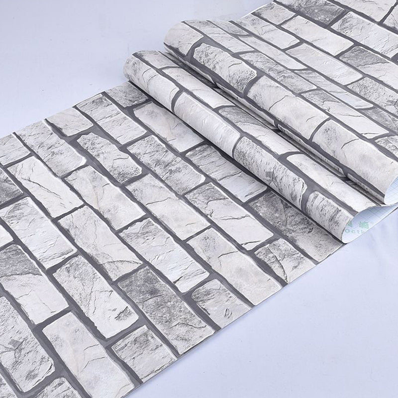 Pastel Color Brick Pattern Wallpaper Roll Peel off Wall Covering for Accent Wall Grey Wallpaper Roll Clearhalo 'Industrial wall decor' 'Industrial' 'Wallpaper' Wall Decor' 2412650