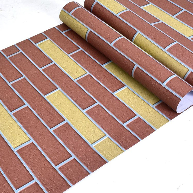 Pastel Color Brick Pattern Wallpaper Roll Peel off Wall Covering for Accent Wall Light Brown Wallpaper Roll Clearhalo 'Industrial wall decor' 'Industrial' 'Wallpaper' Wall Decor' 2412652