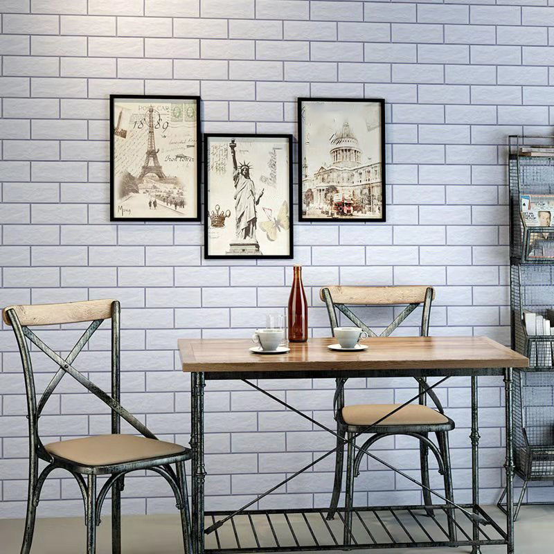 Pastel Color Brick Pattern Wallpaper Roll Peel off Wall Covering for Accent Wall White Wallpaper Roll Clearhalo 'Industrial wall decor' 'Industrial' 'Wallpaper' Wall Decor' 2412656
