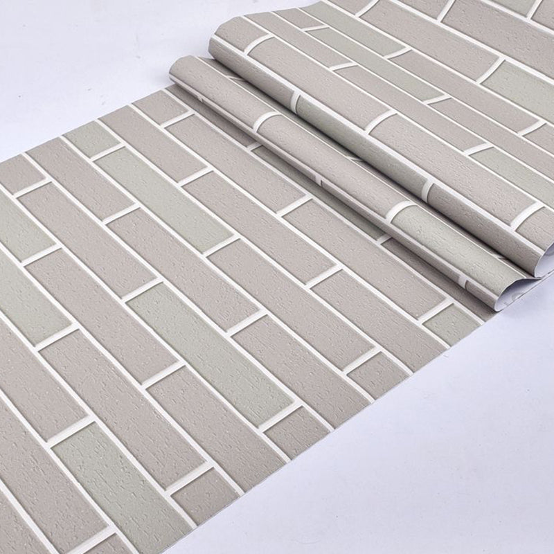 Pastel Color Brick Pattern Wallpaper Roll Peel off Wall Covering for Accent Wall White-Gray Wallpaper Roll Clearhalo 'Industrial wall decor' 'Industrial' 'Wallpaper' Wall Decor' 2412661