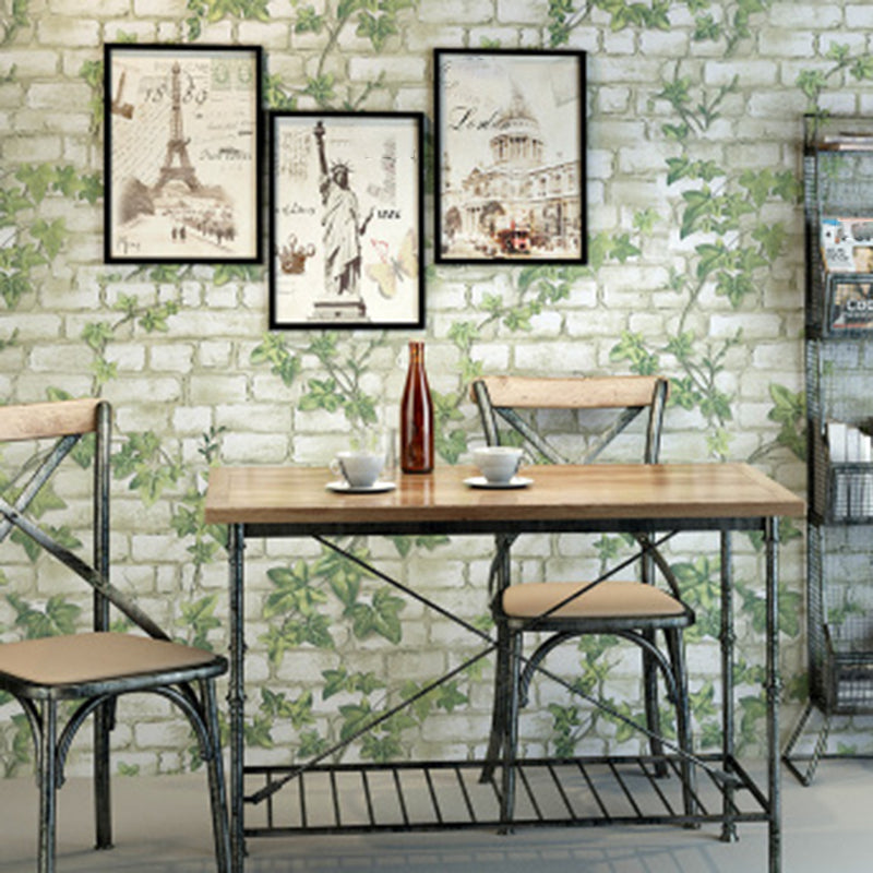 Pastel Color Brick Pattern Wallpaper Roll Peel off Wall Covering for Accent Wall Green-Yellow Wallpaper Roll Clearhalo 'Industrial wall decor' 'Industrial' 'Wallpaper' Wall Decor' 2412663