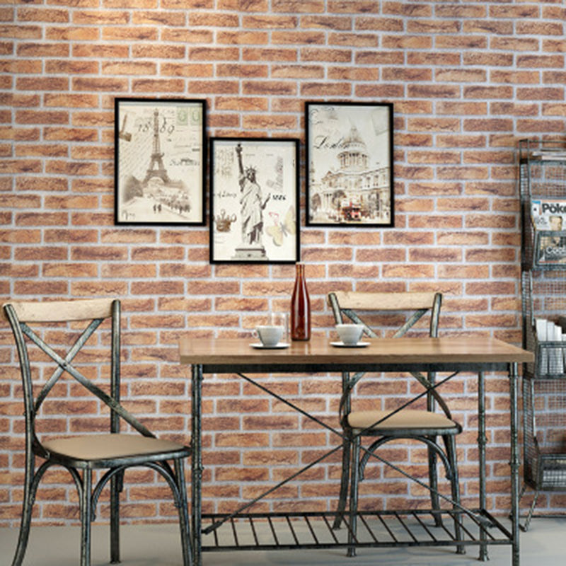 Pastel Color Brick Pattern Wallpaper Roll Peel off Wall Covering for Accent Wall Brown Wallpaper Roll Clearhalo 'Industrial wall decor' 'Industrial' 'Wallpaper' Wall Decor' 2412666