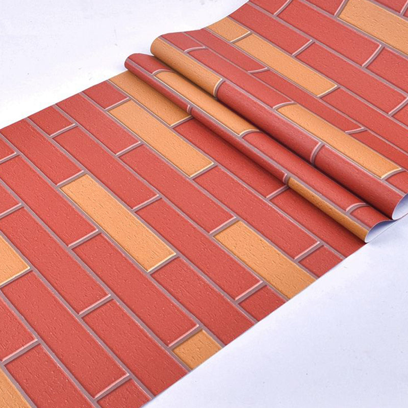 Pastel Color Brick Pattern Wallpaper Roll Peel off Wall Covering for Accent Wall Red-Yellow Wallpaper Roll Clearhalo 'Industrial wall decor' 'Industrial' 'Wallpaper' Wall Decor' 2412668