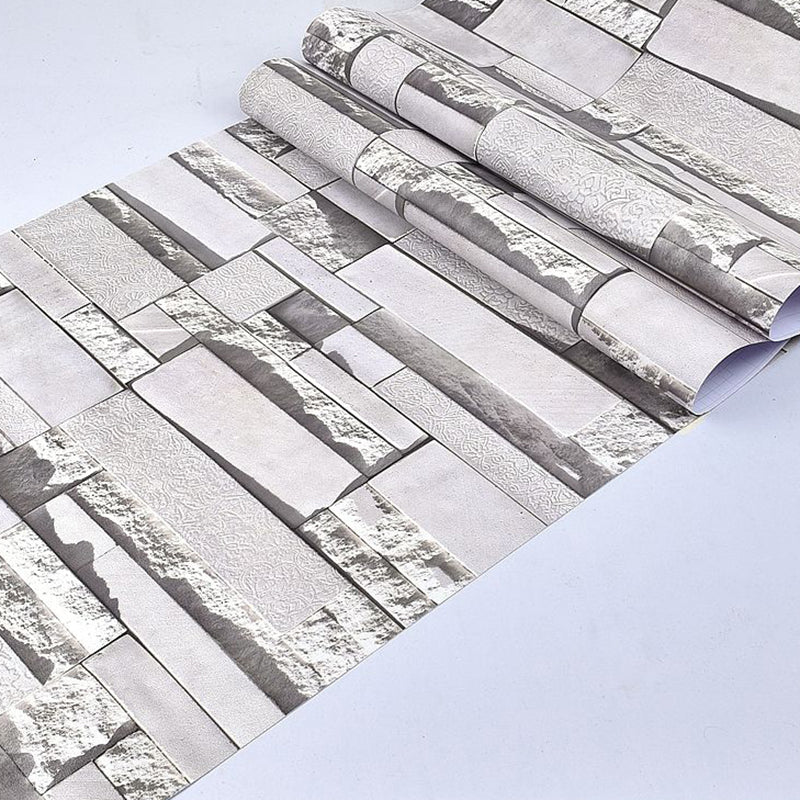 Pastel Color Brick Pattern Wallpaper Roll Peel off Wall Covering for Accent Wall Silver Gray Wallpaper Roll Clearhalo 'Industrial wall decor' 'Industrial' 'Wallpaper' Wall Decor' 2412669