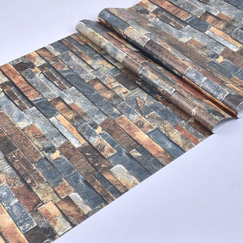 Pastel Color Brick Pattern Wallpaper Roll Peel off Wall Covering for Accent Wall Blue-Brown Wallpaper Roll Clearhalo 'Industrial wall decor' 'Industrial' 'Wallpaper' Wall Decor' 2412670