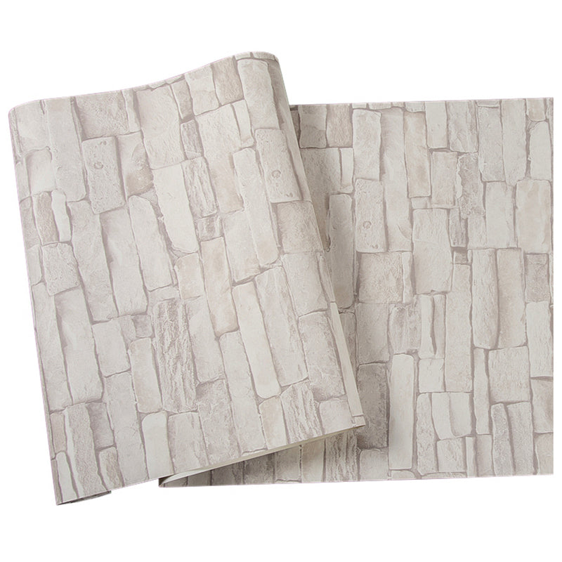 Multicolor Vinyl Wallpaper Roll Brick Pattern Moisture Resistant Wall Art, 57.1 sq-ft Ivory Wallpaper Roll Clearhalo 'Industrial wall decor' 'Industrial' 'Wallpaper' Wall Decor' 2412685