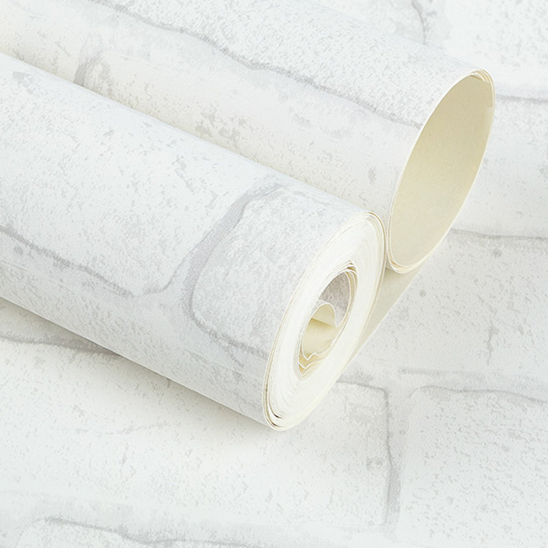 Multiple Colors Brick Effect Wallpaper Roll Self-Adhesive Wall Decor for Bedroom Gray-White Wallpaper Roll Clearhalo 'Industrial wall decor' 'Industrial' 'Wallpaper' Wall Decor' 2412696