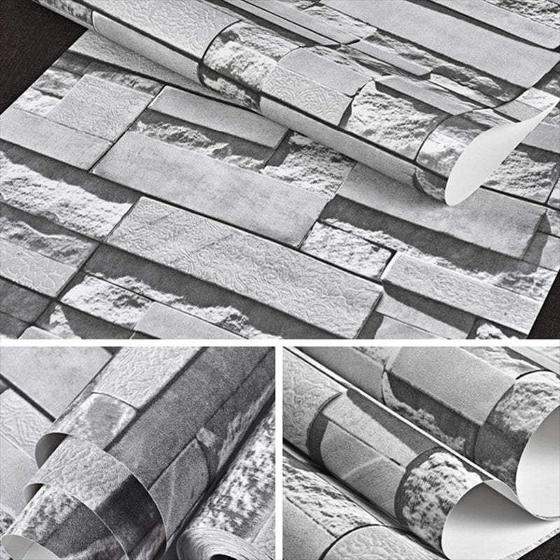 Multiple Colors Brick Effect Wallpaper Roll Self-Adhesive Wall Decor for Bedroom Grey Wallpaper Roll Clearhalo 'Industrial wall decor' 'Industrial' 'Wallpaper' Wall Decor' 2412701