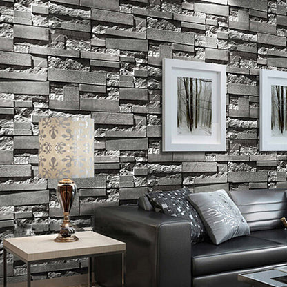 Bricked Pattern Wallpaper Roll Multiple Colors Industrial Chic Wall Art for Barbershop Navy Wallpaper Roll Clearhalo 'Industrial wall decor' 'Industrial' 'Wallpaper' Wall Decor' 2412719