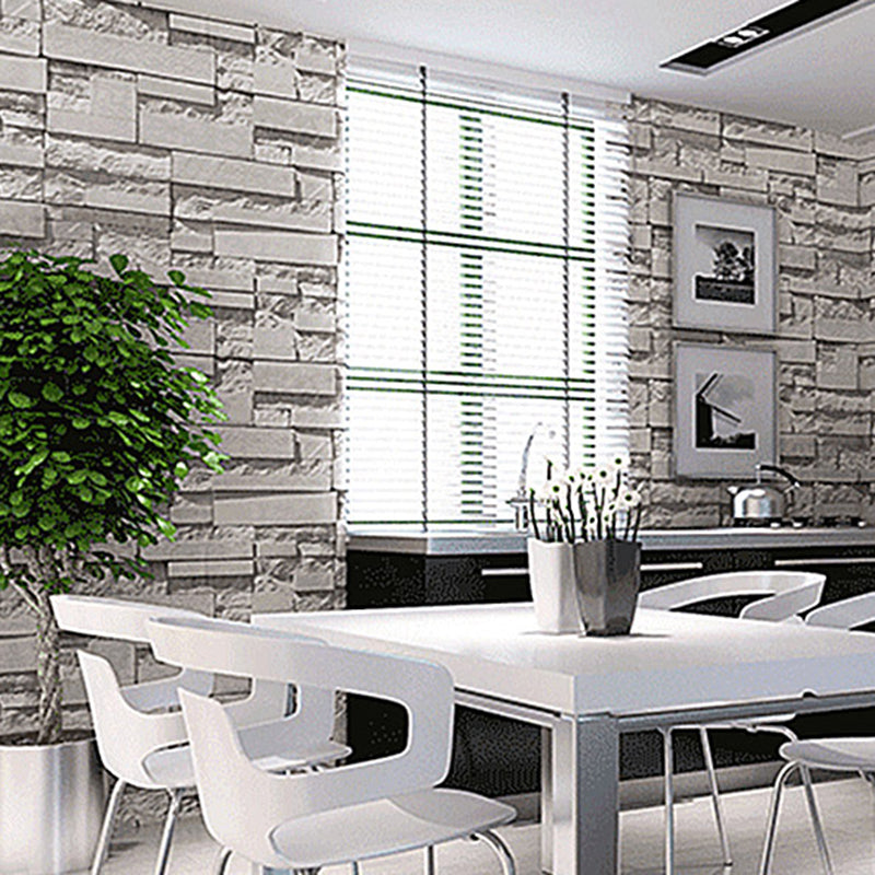 Bricked Pattern Wallpaper Roll Multiple Colors Industrial Chic Wall Art for Barbershop Silver Wallpaper Roll Clearhalo 'Industrial wall decor' 'Industrial' 'Wallpaper' Wall Decor' 2412729