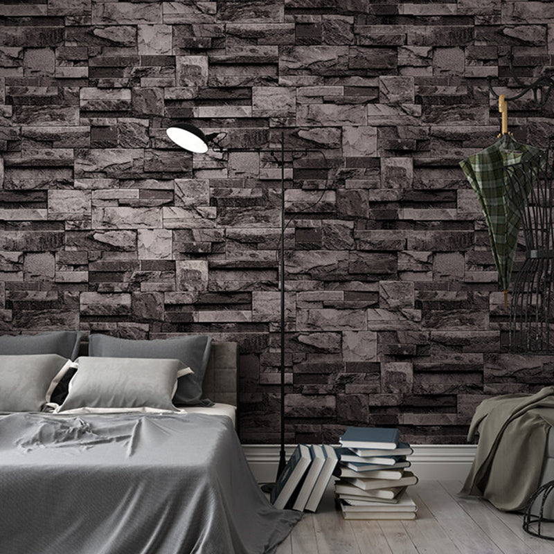 Unpasted Brick Print Wallpaper Roll Industrial Style PVC Wall Art, 33' L x 20.5" W Black Wallpaper Roll Clearhalo 'Industrial wall decor' 'Industrial' 'Wallpaper' Wall Decor' 2412747