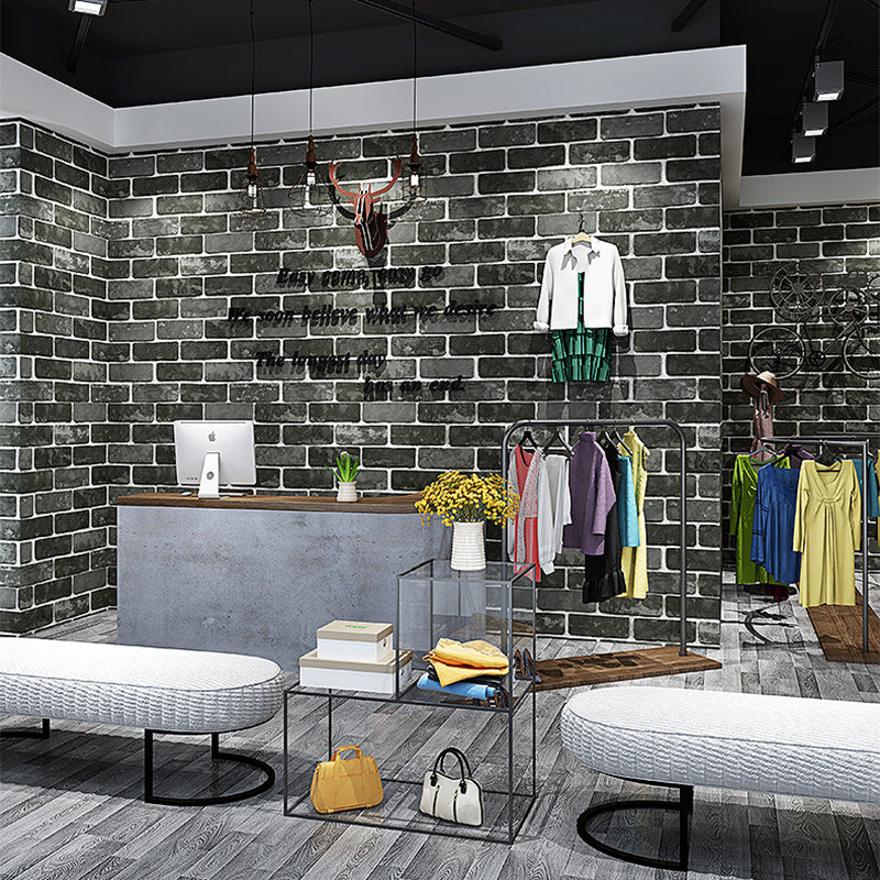 Unpasted Brick Print Wallpaper Roll Industrial Style PVC Wall Art, 33' L x 20.5" W Dark Gray Wallpaper Roll Clearhalo 'Industrial wall decor' 'Industrial' 'Wallpaper' Wall Decor' 2412751