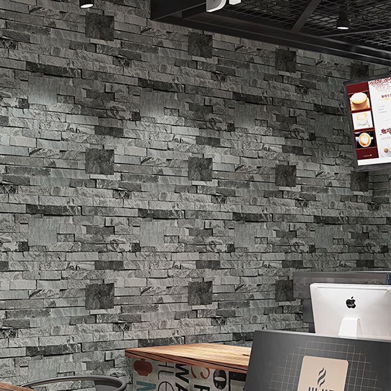 Unpasted Brick Print Wallpaper Roll Industrial Style PVC Wall Art, 33' L x 20.5" W Grey Wallpaper Roll Clearhalo 'Industrial wall decor' 'Industrial' 'Wallpaper' Wall Decor' 2412767
