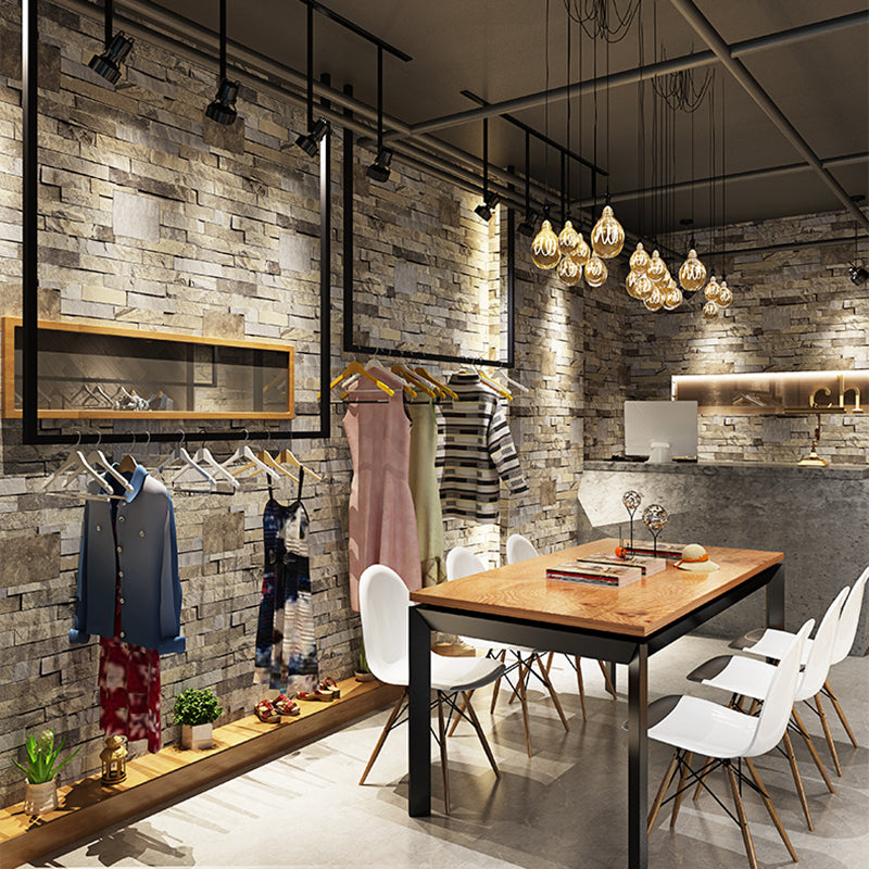 Unpasted Brick Print Wallpaper Roll Industrial Style PVC Wall Art, 33' L x 20.5" W Khaki Wallpaper Roll Clearhalo 'Industrial wall decor' 'Industrial' 'Wallpaper' Wall Decor' 2412769