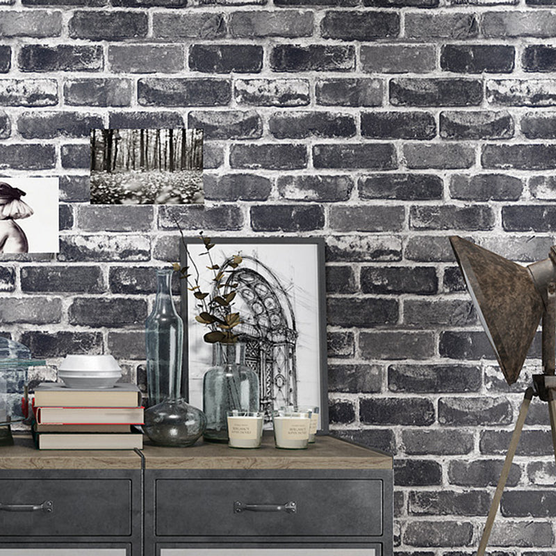 Water Resistant Brick Patterned Wallpaper Roll PVC Industrial Wall Decor for Restaurant Grey Wallpaper Roll Clearhalo 'Industrial wall decor' 'Industrial' 'Wallpaper' Wall Decor' 2412772