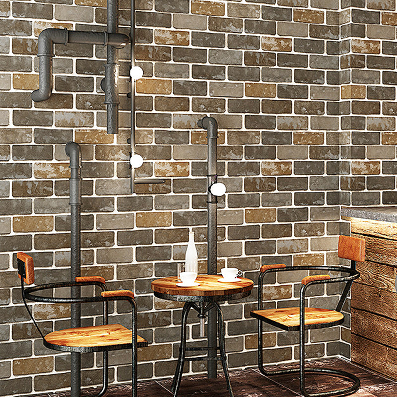 Water Resistant Brick Patterned Wallpaper Roll PVC Industrial Wall Decor for Restaurant Gray-Orange Wallpaper Roll Clearhalo 'Industrial wall decor' 'Industrial' 'Wallpaper' Wall Decor' 2412782
