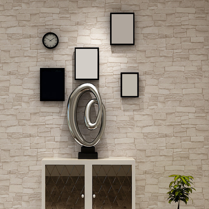 Water Resistant Brick Patterned Wallpaper Roll PVC Industrial Wall Decor for Restaurant Ivory Wallpaper Roll Clearhalo 'Industrial wall decor' 'Industrial' 'Wallpaper' Wall Decor' 2412784