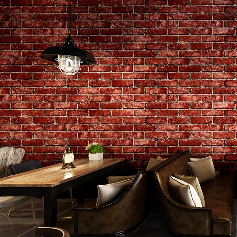 Water Resistant Brick Patterned Wallpaper Roll PVC Industrial Wall Decor for Restaurant Dark Red Wallpaper Roll Clearhalo 'Industrial wall decor' 'Industrial' 'Wallpaper' Wall Decor' 2412786