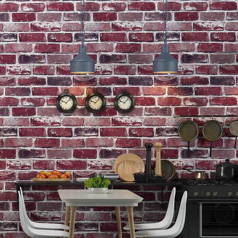 Water Resistant Brick Patterned Wallpaper Roll PVC Industrial Wall Decor for Restaurant Red Wallpaper Roll Clearhalo 'Industrial wall decor' 'Industrial' 'Wallpaper' Wall Decor' 2412789