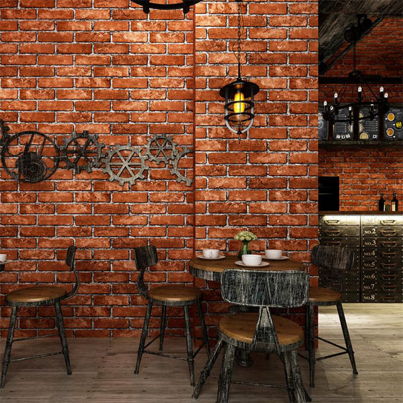 Water Resistant Brick Patterned Wallpaper Roll PVC Industrial Wall Decor for Restaurant Yellow Wallpaper Roll Clearhalo 'Industrial wall decor' 'Industrial' 'Wallpaper' Wall Decor' 2412792