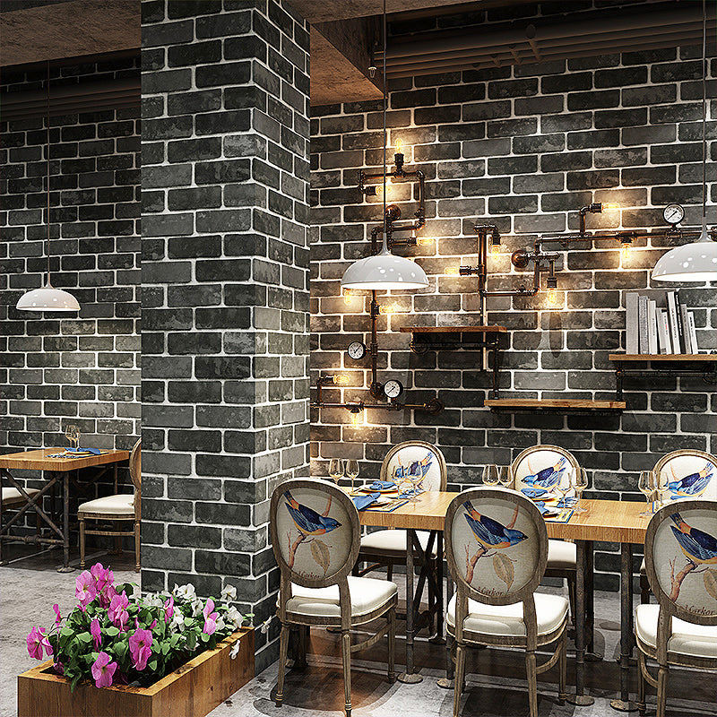Water Resistant Brick Patterned Wallpaper Roll PVC Industrial Wall Decor for Restaurant Silver Gray Wallpaper Roll Clearhalo 'Industrial wall decor' 'Industrial' 'Wallpaper' Wall Decor' 2412794